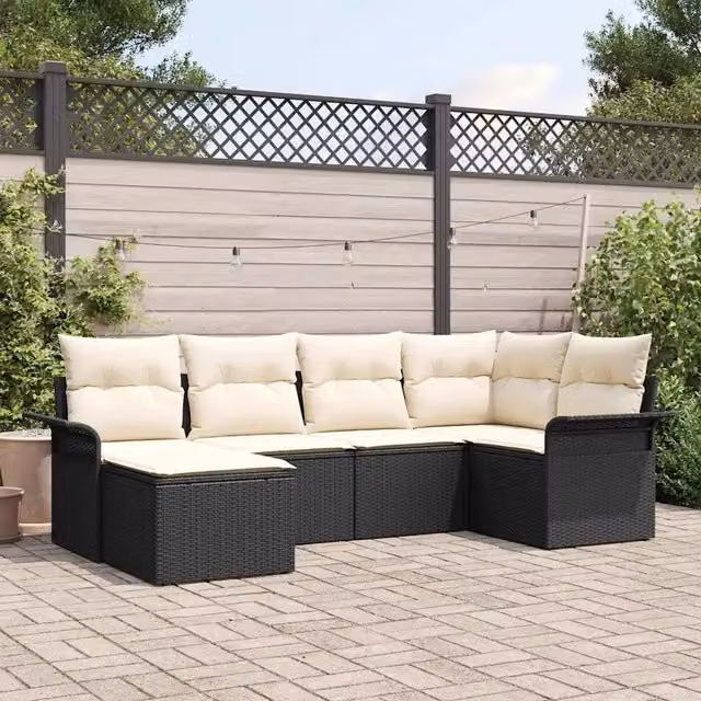 Set Divano da Giardino 6 pz Nero polyrattan 3354096