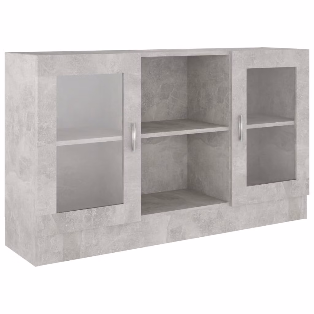 Armadietto Vetrina Grigio Cemento 120x30,5x70 cm Multistrato