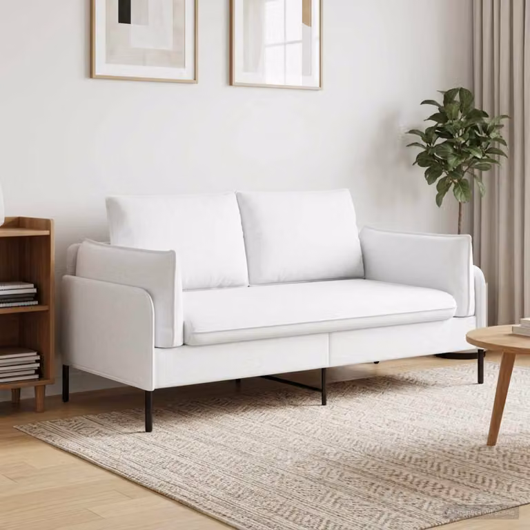 Divano a 2 posti moderno vidaXL in tessuto bianco con coperture rimovibili L: 188 cm, P: 81 cm, H: 89 cm