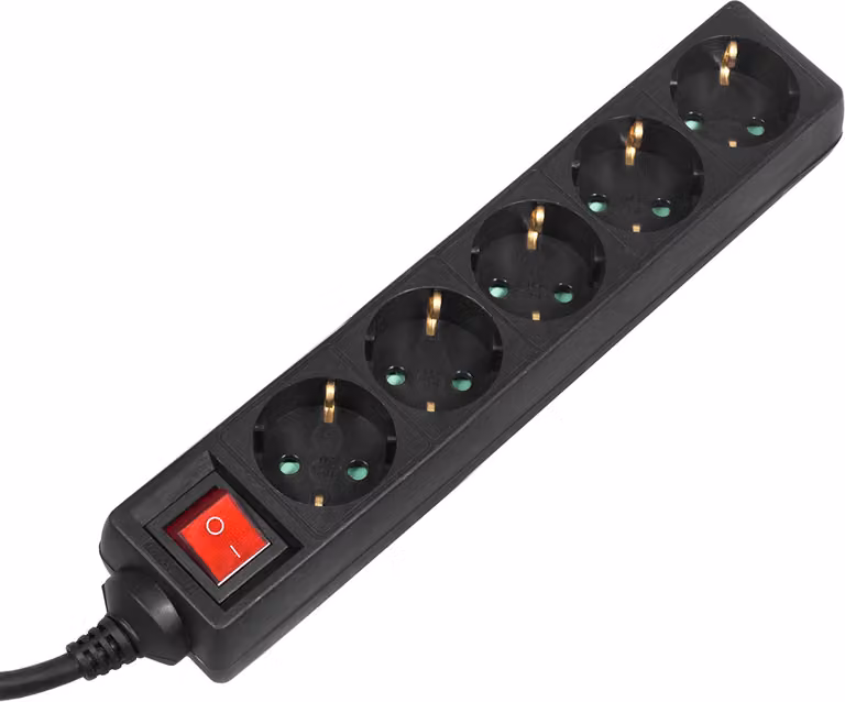 Maclean ciabatta a 5 prese con angolo di 45° interruttore on/off protezione bambini cavo da 1,4 m montaggio a parete ufficio soggiorno studio nero 3500W