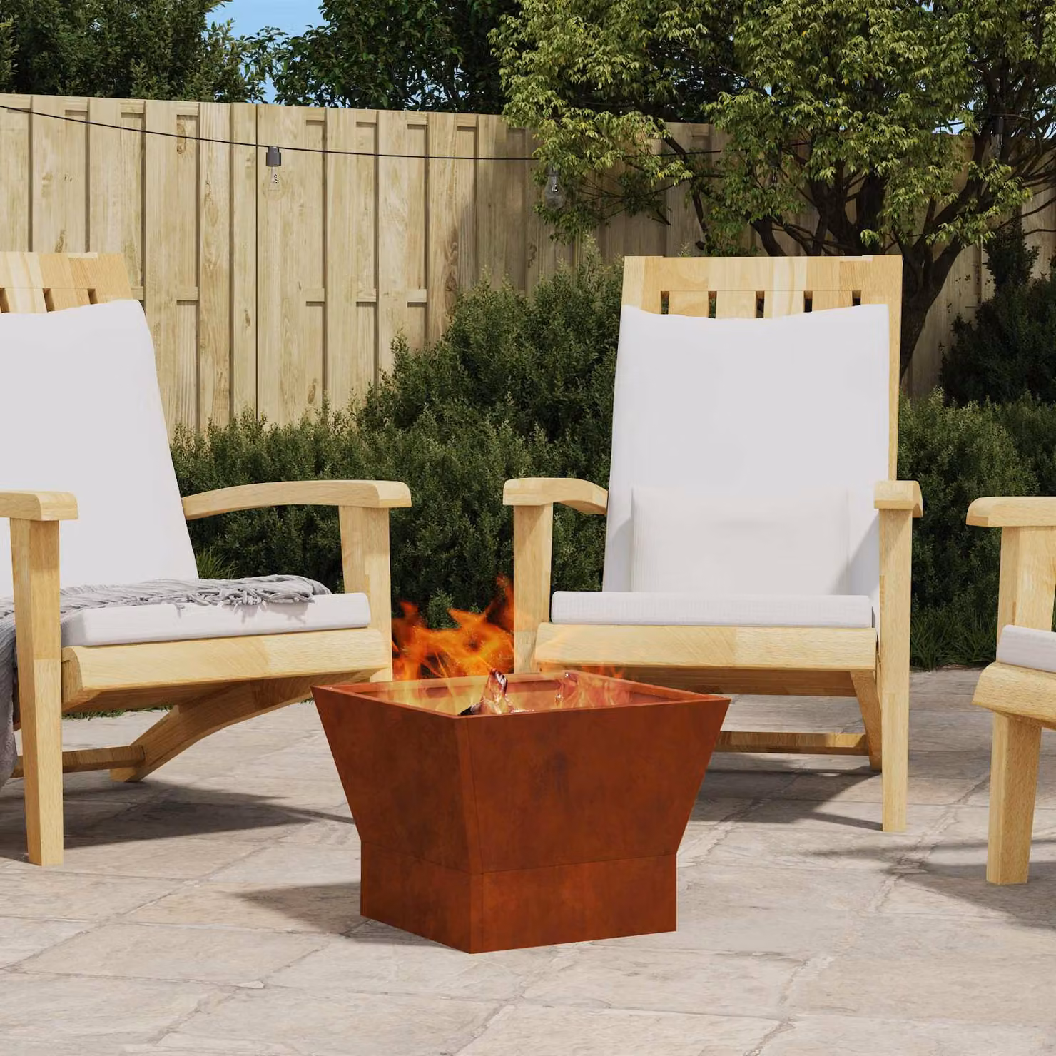 Braciere vidaXL in acciaio Corten color ruggine L: 40 cm, P: 40 cm, H: 35 cm