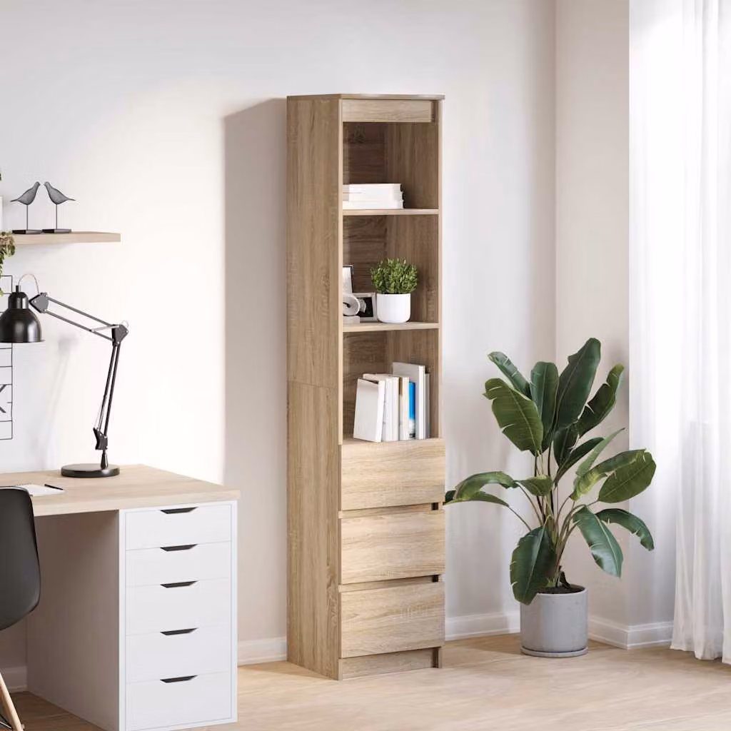 Credenza moderna vidaXL in legno Rovere Sonoma marrone con ante a battente e ripiani interni L/P/H: 37,5 x 35 x 180 cm