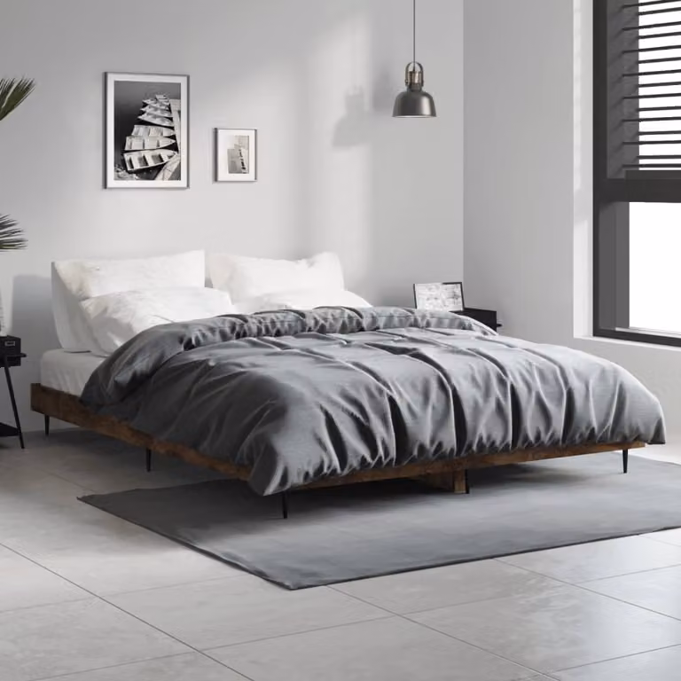 vidaXL Giroletto senza Materasso in Rovere Fumo, L/P/H: 140 x 190 x 20 cm