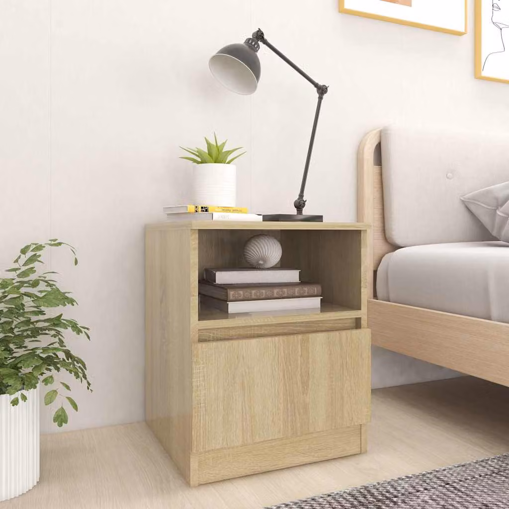 Set di 2 comodini moderni vidaXL in legno multistrato color rovere sonoma, L/P/H: 40 x 40 x 50 cm