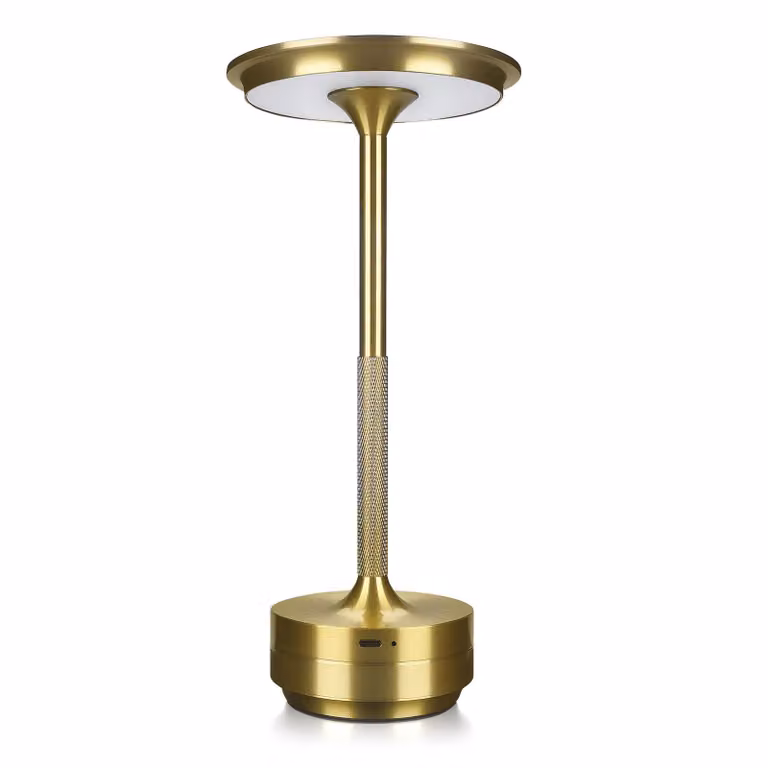 Lampada da tavolo LED senza fili - Lampada rotonda in metallo con comando a sfioramento - Oro