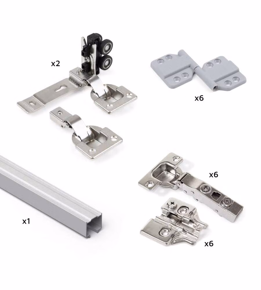 Emuca Sistema  Twofold kit per 2 ante scorrevoli in legno