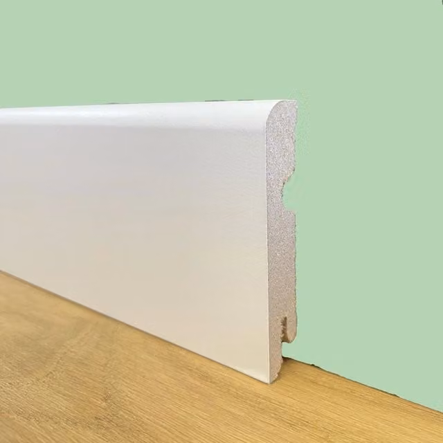 Battiscopa passacavo Eternal Parquet in fibra di legno MDF bianco L: 80 cm, H: 1,5 cm, P: 0,8 cm