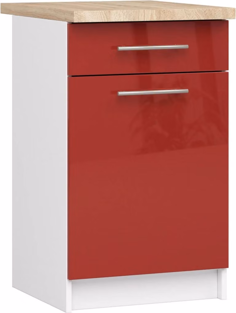 Akord Mobile Da Cucina Oliwia Con Piano Bianco-Rosso Lucido 50X46X85 Cm