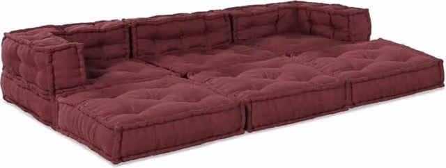 Unità di Divano Modulare a Forma di U vidaXL in Tessuto Rosso, L 210 x P 70 x H 56 cm