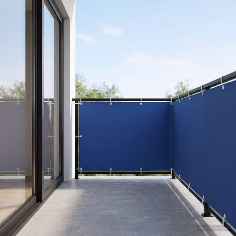 Schermo di privacy per balcone vidaXL blu in poliestere e alluminio L: 500 cm, H: 150 cm