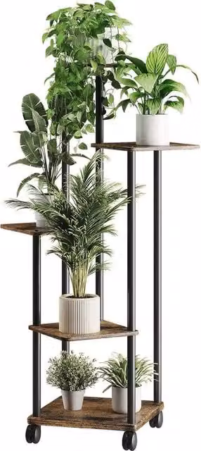 Regolo per Piantine con Ruote e 5 Livelli - Supporto per Piante Versatile per Interno e Esterno