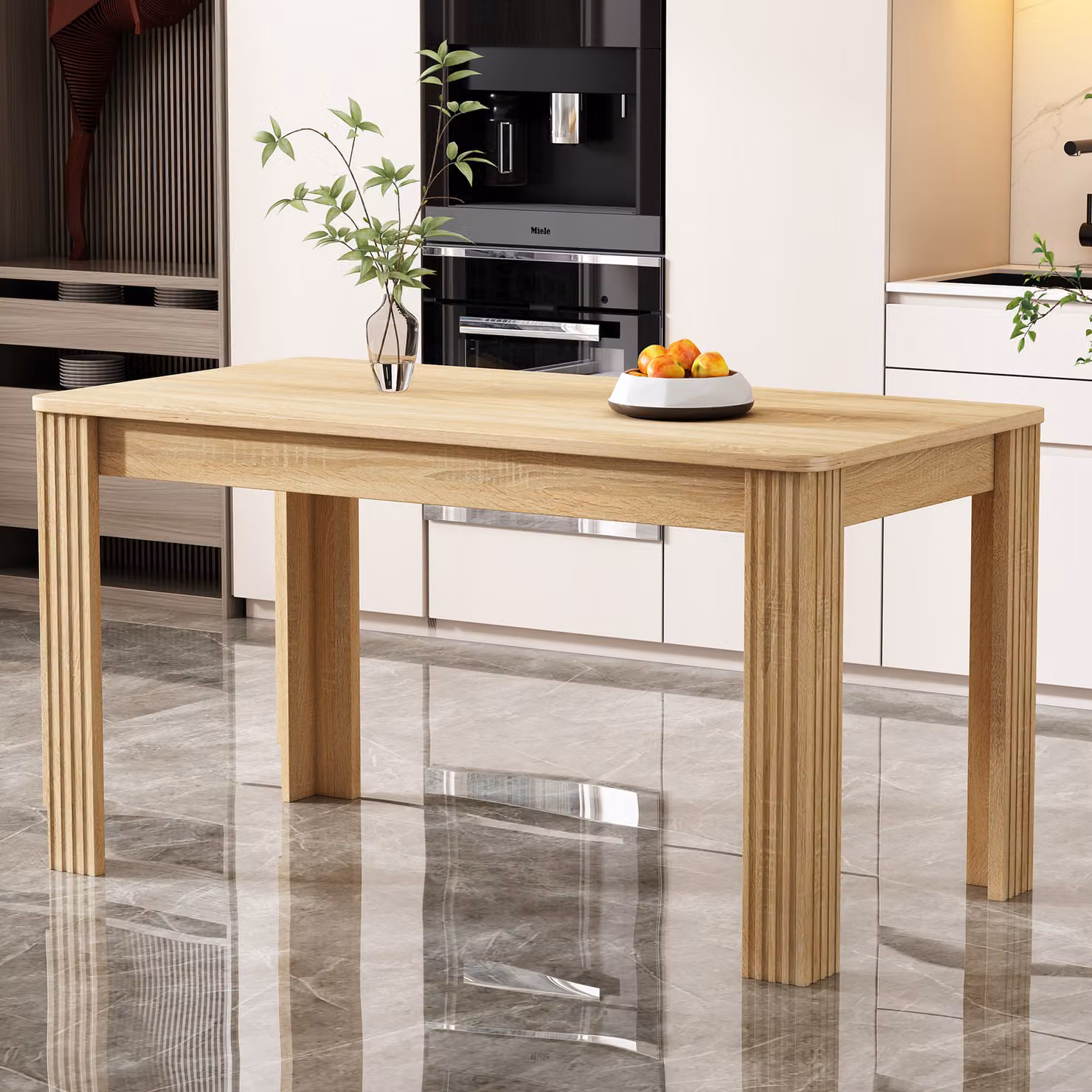 Tavolo da pranzo Sweiko, tavolo da pranzo contemporaneo, tavolo da pranzo robusto, tavolo a quattro gambe, tavolo in rovere, tavolo da pranzo rettangolare, tavolino da caffè, tavolo da pranzo moderno e semplice, colore rovere