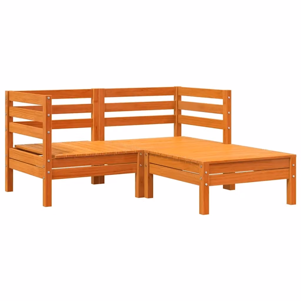 Divano da giardino a L con poggiapiedi vidaXL in legno di pino cerato marrone – 2