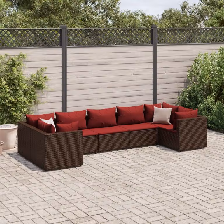 Maison Exclusive - Set da giardino 7 pezzi con cuscini Marrone Poly Rattan