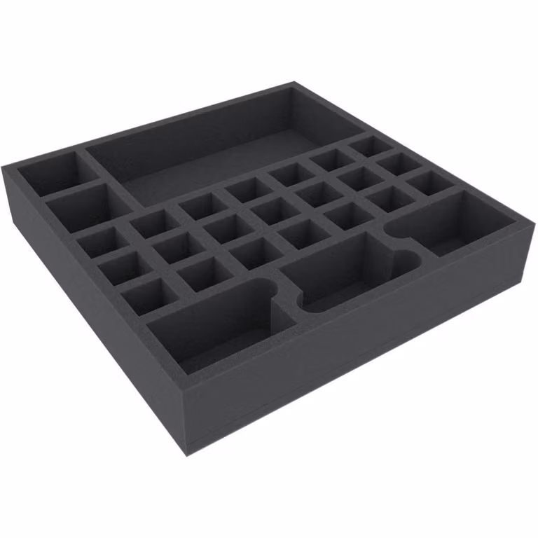Inserto in schiuma 295x295x55 mm, 27 scomparti, per giochi da tavolo