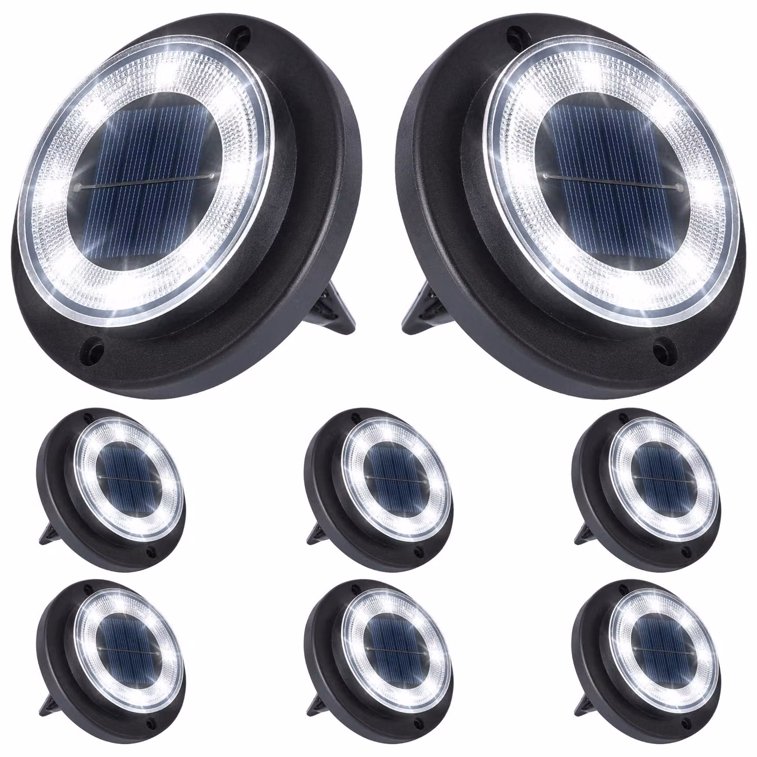 8 luci solari, 8 LED, impermeabili, per giardino e vialetti, colore bianco