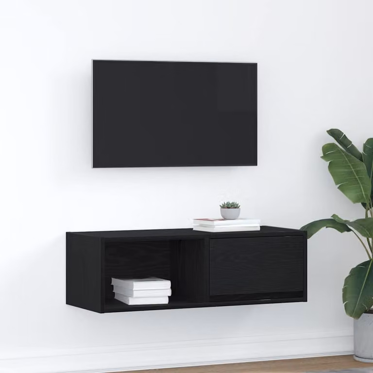 Mobile Porta TV vidaXL in Legno Multistrato, Rovere e Nero, L 80 cm x P 31 cm x H 25,5 cm