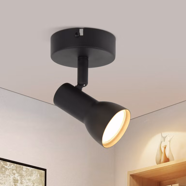 ZMH faretto da soffitto 1 fiamma plafoniera corridoio lampada da soffitto nero design moderno faretto da interno GU10 spot da soffitto metallo 350° spot orientabili per camera da letto soggiorno cucina (senza lampadina)