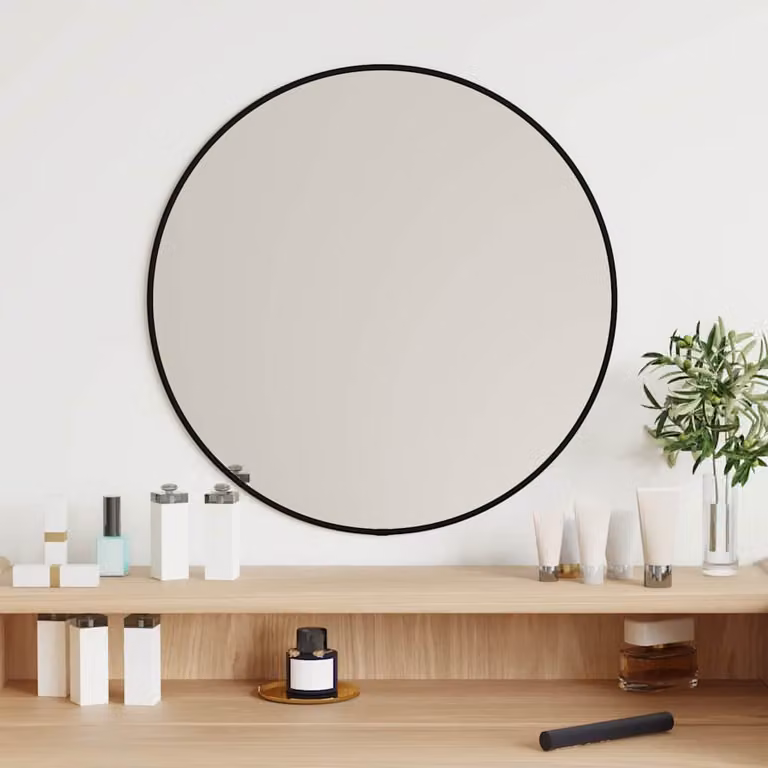 Specchio da parete rotondo vidaXL Nero Ø 50 cm
