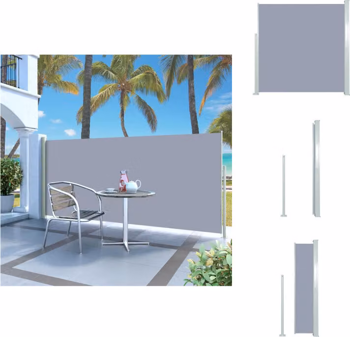 vidaXL Tenda laterale estensibile 140x300 cm grigio - Ombrelloni e tende da sole