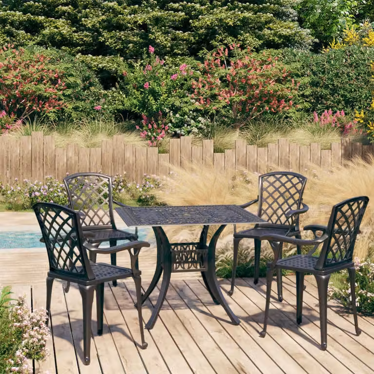 Maison Exclusive - Set da bistrot da 5 pezzi in fusione di alluminio nero