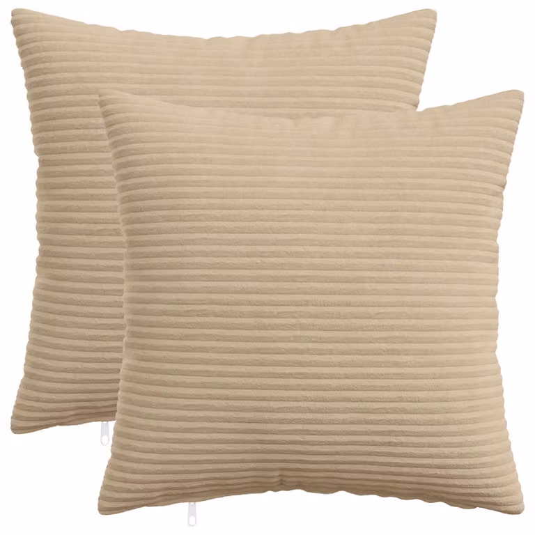 Set di 2 federe vidaXL HEERLEN in velluto a coste, colore tortora, 35 x 35 cm