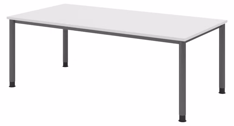 Scrivania bümö Serie H - Finitura: bianco, struttura: grafite, dimensioni: 200 x 100 cm
