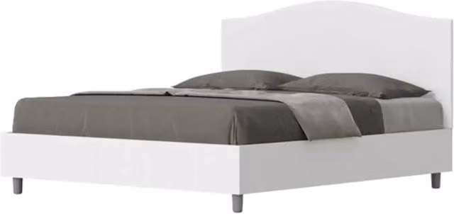 Letto matrimoniale contenitore doppia alzata 160x200 bianco frassino testata similpelle bianco Grace