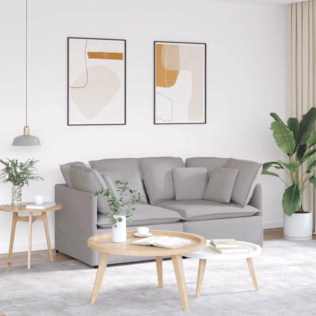 vidaXL Divano Modulare Moderno in Tessuto Grigio con Cuscini e Struttura in Metallo e Legno