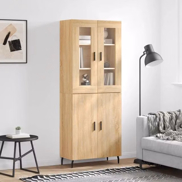 Credenza-Buffet-Armadio da cucina Rovere Sonoma 69,5x34x180 cm in Legno Multistrato 162089