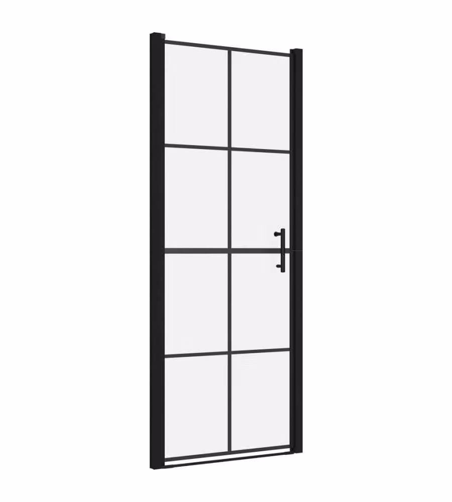 Porta per Doccia in Vetro Temperato vidaXL, Colore Nero e Argento, L: 91 cm, H: 195 cm – 2