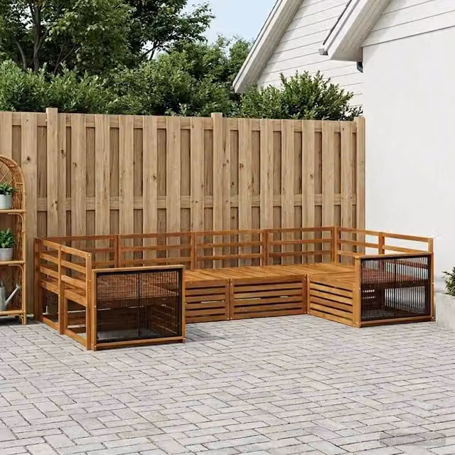 Set di divani da esterno 6 pz Naturale Legno di Acacia Massello 3383772
