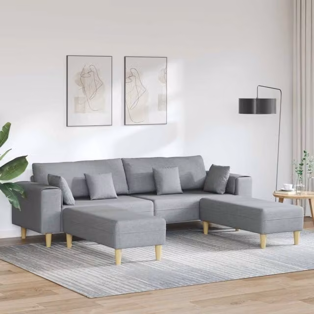 Divano 3 pz Grigio chiaro Tessuto 3335162