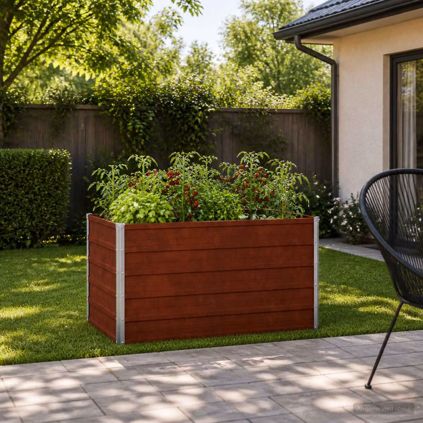 Letto rialzato da giardino vidaXL in metallo Corten color marrone L: 100 cm, P: 80 cm, H: 55 cm