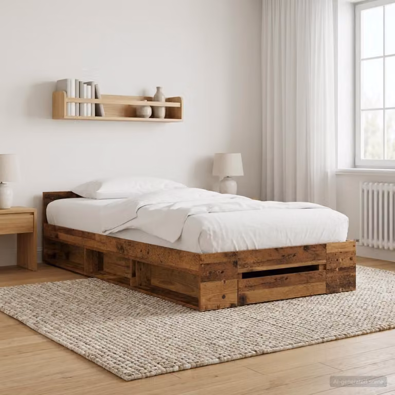vidaXL Telaio del letto con cassetti in legno color marrone L 80 x P 200 x H 45 cm