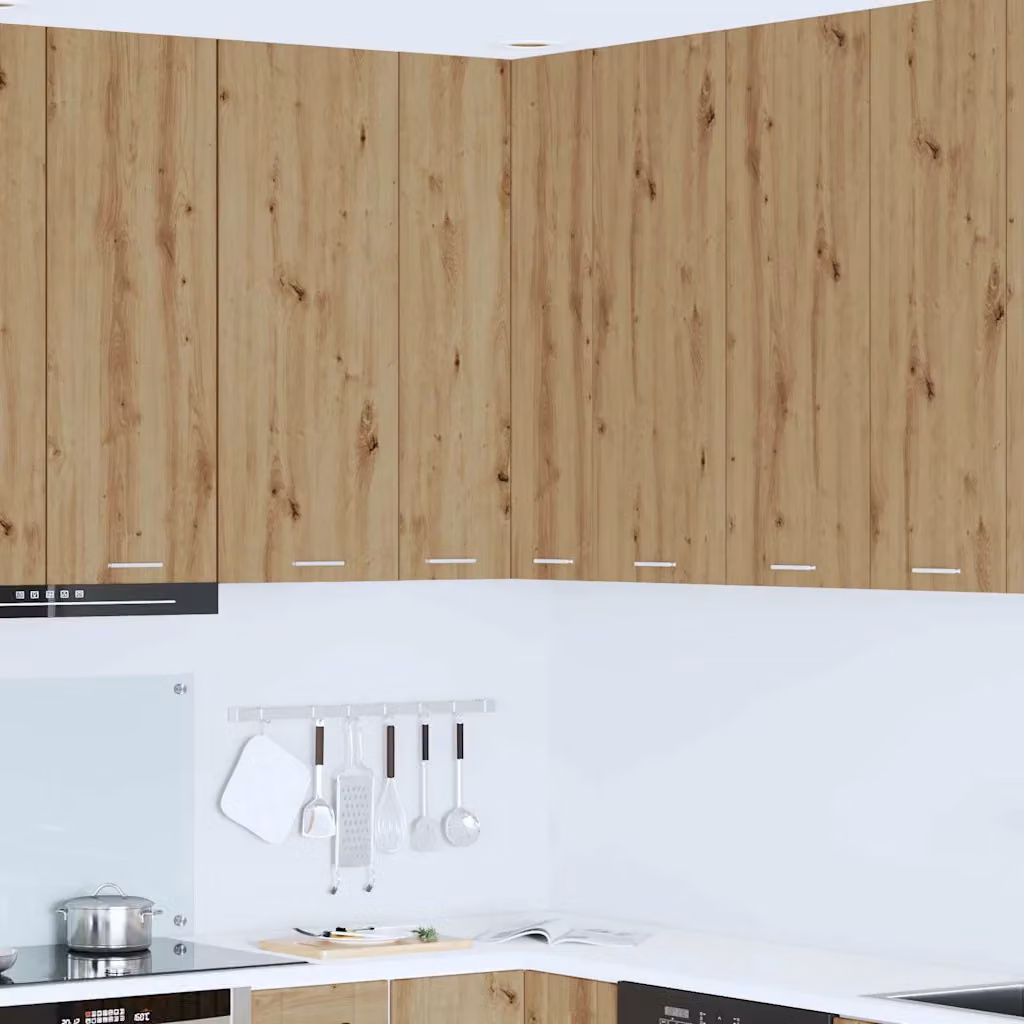 Armadio pensile da cucina moderno vidaXL in bianco e rovere con ante a battente L/P/H: 57 x 57 x 100 cm