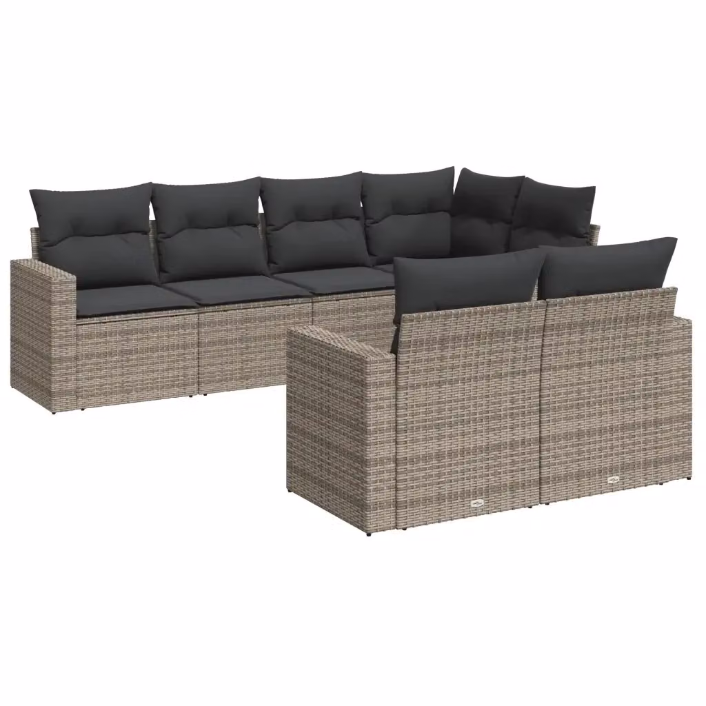 Set di divani da giardino vidaXL in polyrattan grigio con cuscini a forma di L per esterno – 2