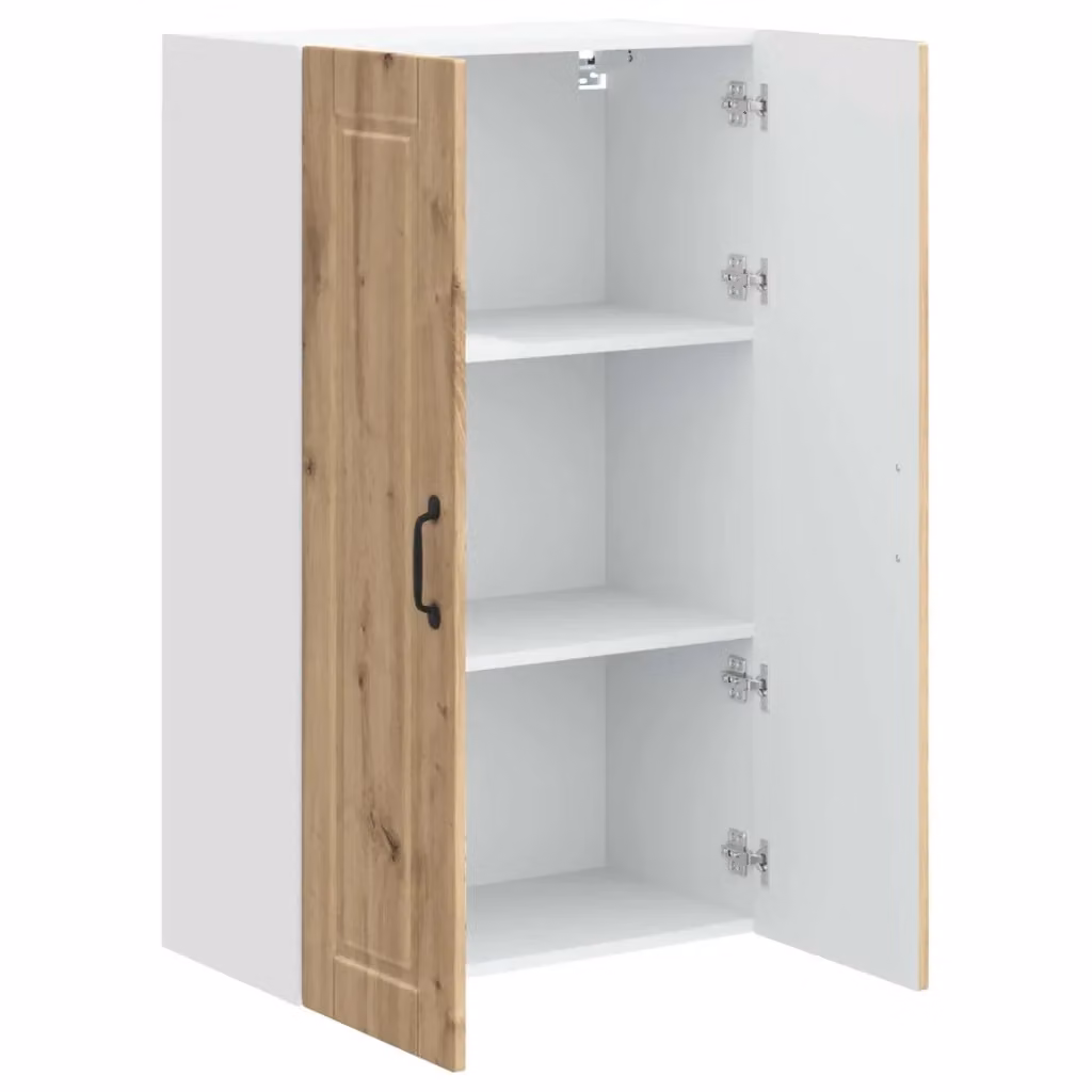 Mobile da cucina moderno a parete HELLOSHOP26 in legno di rovere color marrone con ante a battente e ripiani interni L/P/H: 60 x 31 x 100 cm – 2