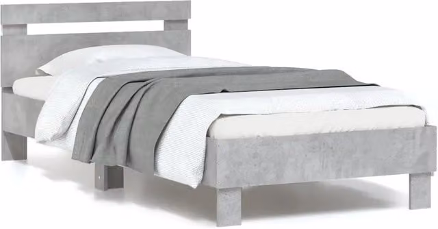 Letto con testiera e illuminazione LED con porta di ricarica USB vidaXL, Grigio, 90 x 190 cm