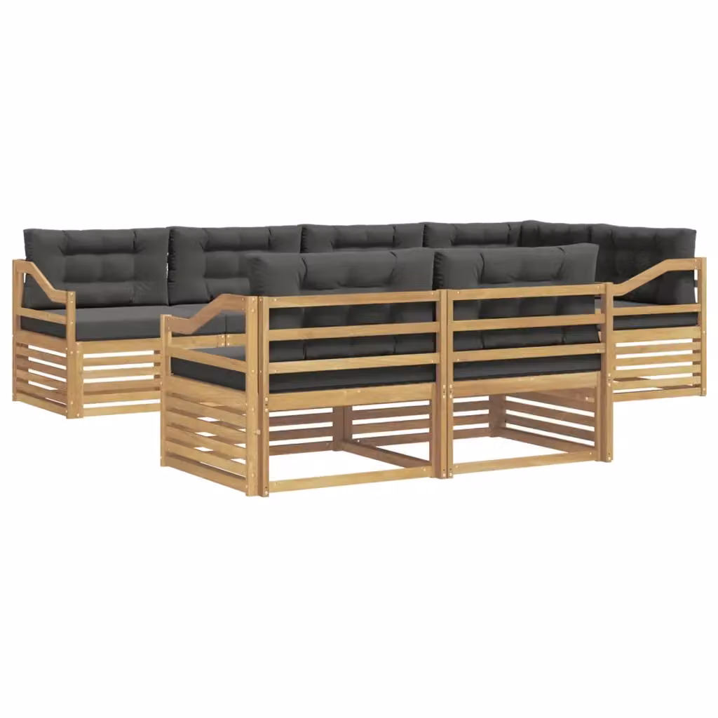Set di divani da esterno a L vidaXL in legno di acacia con cuscini Bianco e Antracite – 2