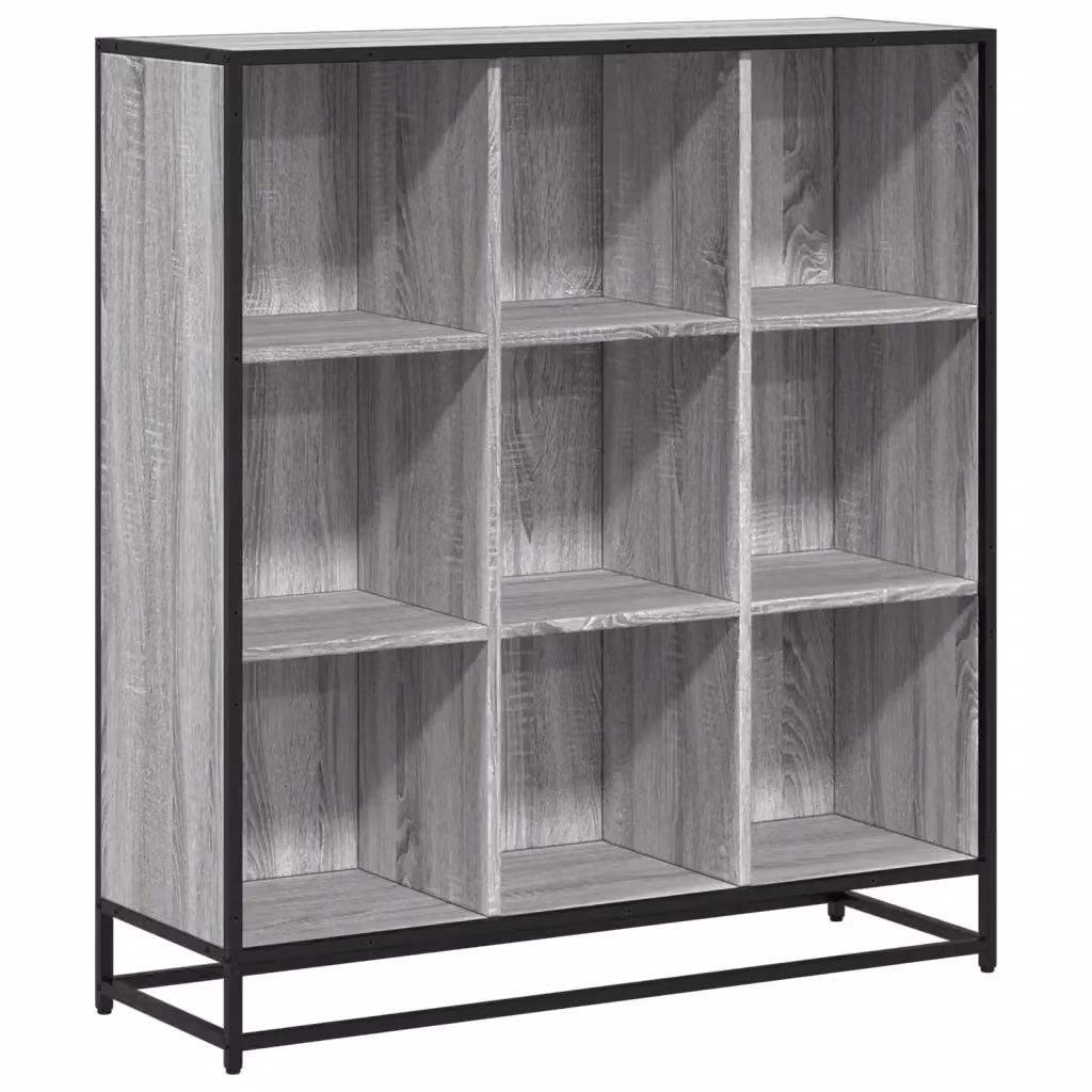 Libreria Industrial vidaXL in Metallo e Legno Grigio L: 97,5 cm, P: 33 cm, H: 107,5 cm – 2