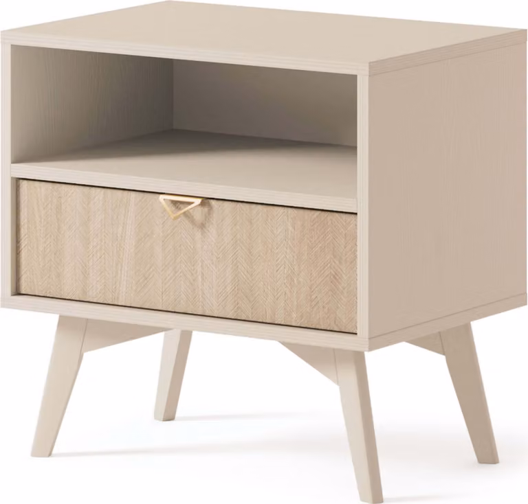 Comodino MEDEA - beige sabbia / abete