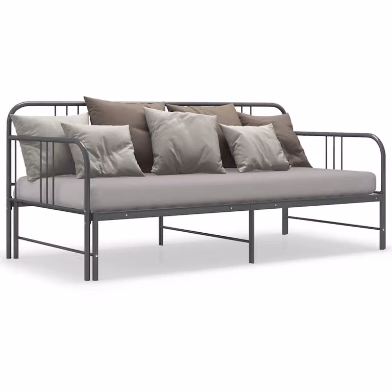 vidaXL Telaio Divano Letto Estraibile Grigio in Metallo 90x200 cm