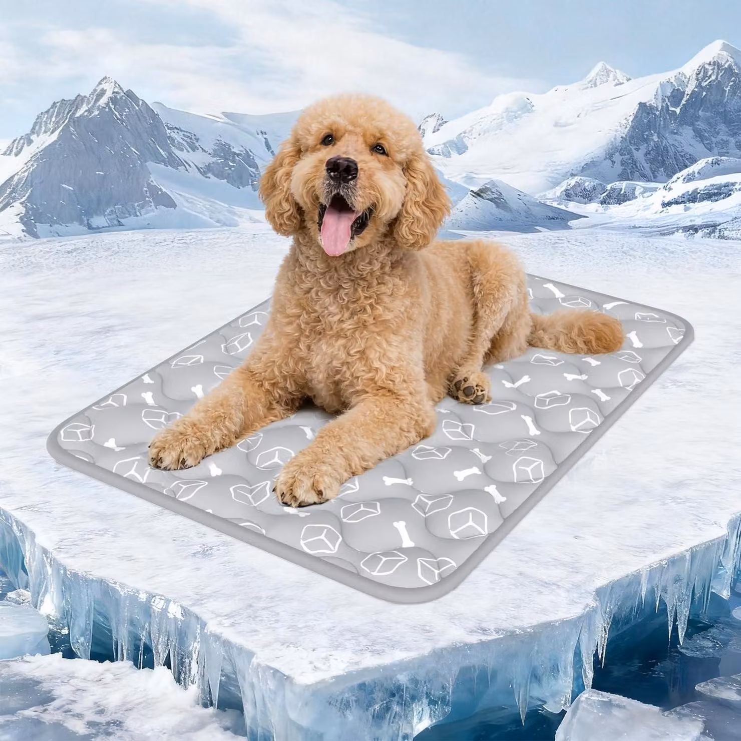 Tappetino refrigerante per cani, tessuto Arc-Chill, spessore 2 cm, dimensioni 90x70 cm, colore grigio, taglia L