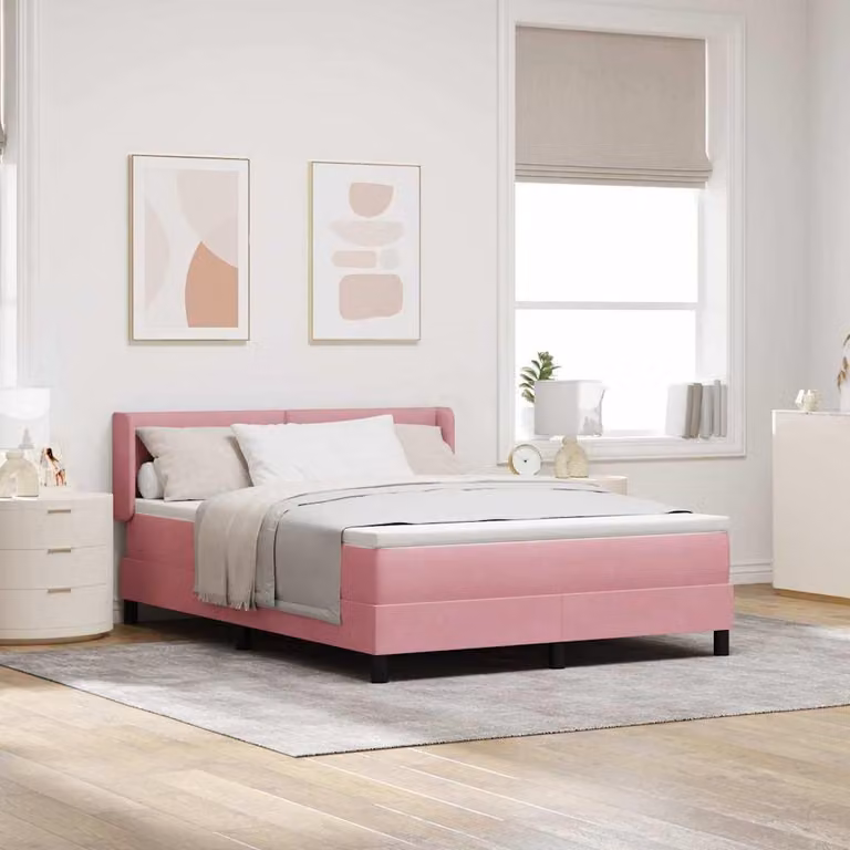 Maison Exclusive - Letto boxspring con testiera Rosa 200 x 140 cm in velluto