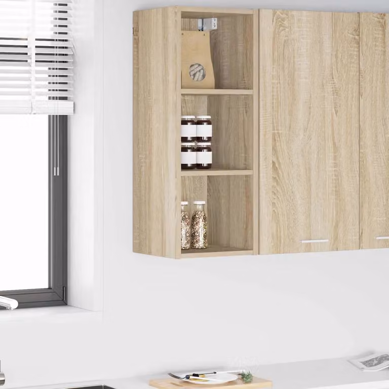 Armadio pensile da cucina vidaXL in rovere Sonoma marrone con ante a battente, L: 30 cm, P: 29,5 cm, H: 80 cm