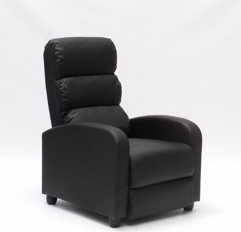 Poltrona Alice reclinabile con poggiapiedi in ecopelle - nero