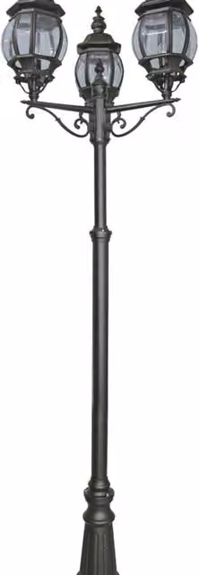 Lampione Da Esterno Rustico-Country Bel Aire Alluminio Nero 3 Luci E27