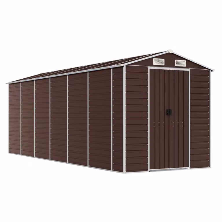 Casetta da giardino marrone 191x555x198 cm in acciaio zincato