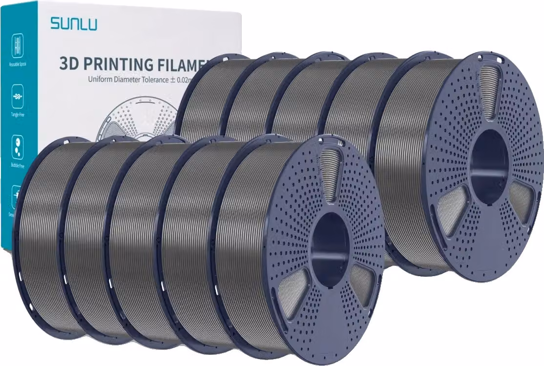 SUNLU PETG filamento per stampanti 3D, alta tenacità, senza bolle, grigio 10KG